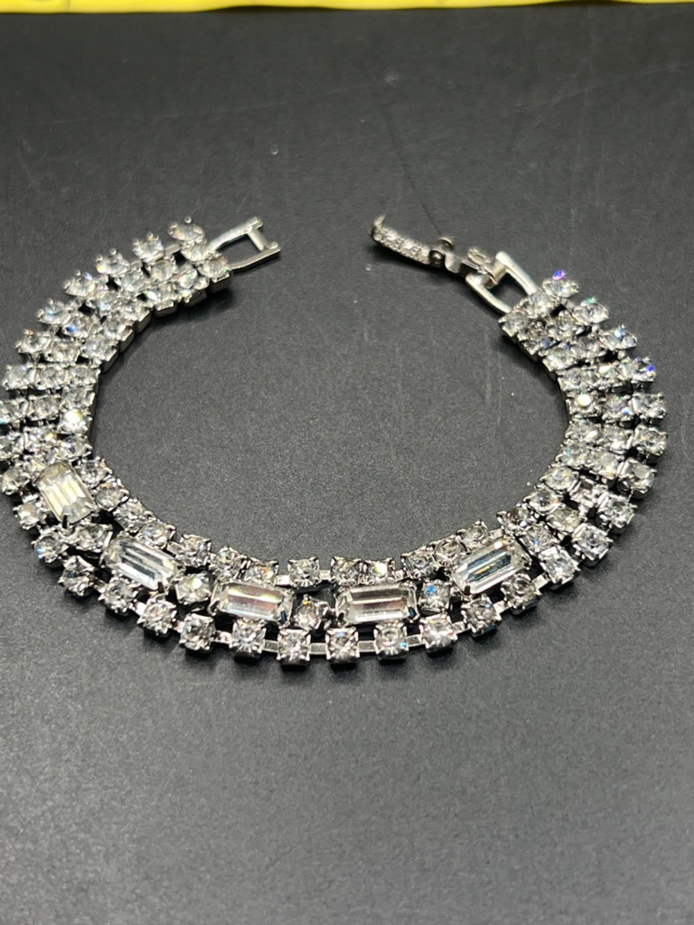 Vintage Silver Tone Crystal Bracelet